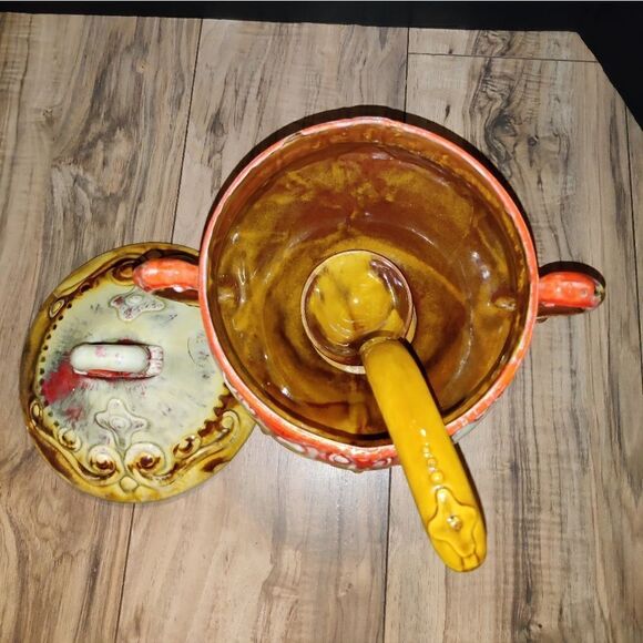 Marcia Of California Vintage Mid Century Soup Tureen MU-1 USA Plate Bowls &Ladle - Picture 4 of 13